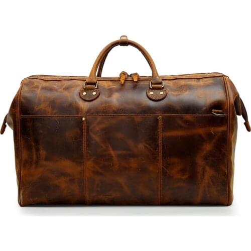 Men Crazy Horse Leather Travel Bag Real Leather Big Travel Duffel Durable Cowhide Weekend Bag Male Genuine Leather Luggage Bags