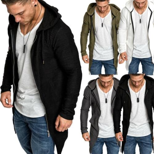 Mens Coat Fashion Casual Long Sleeve Hooded Sweatshirt Slim Fit Zip Closure Jacket Jumper for Autumn Winter