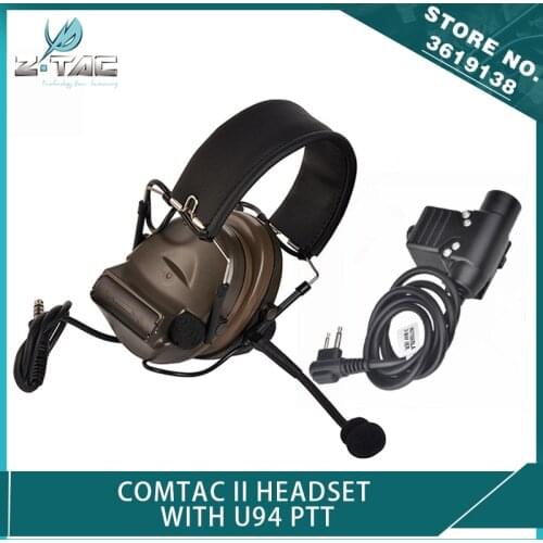 New Z-Tactical Z-TAC Softair Comtac II Peltor Headphone No Noise Reduction Function with U94 PTT Push To Talk Headset Adapter