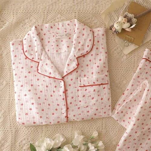 Ins Style Pijama Mujer Pyama Woman Set New 100% Cotton Autumn Winter Pajamas Women Loose Floral Print Sleepwear Home Clothing