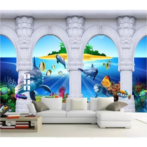 Custom murals wallpaper for walls 3 d murals Mediterranean sea view TV sofa background wall papers for living room decoration