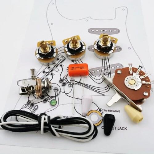 Guitar Potentiometer CTS 250K Copper shaft Wiring Kit for-Stra CDE 716P .022 600V Orange Drop Cap +Welding line drawing