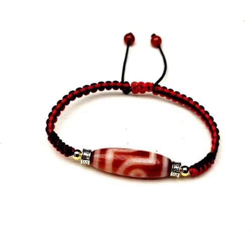 Handmade Ajustable Bracelet Agate 2 eyes Tibetan Dzi Bead Amulet Good Luck Red Color High Quality Free Shipping