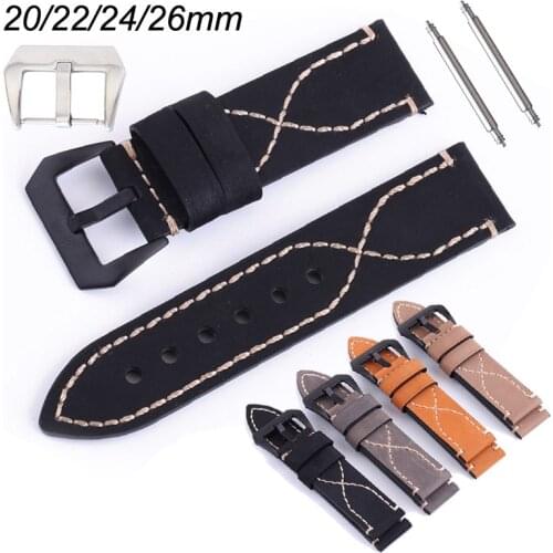Stitching Genuine Leather Watchband 20mm 22mm 24mm 26mm Wrist Watch Strap Women Men Band Bracelet Wristbands