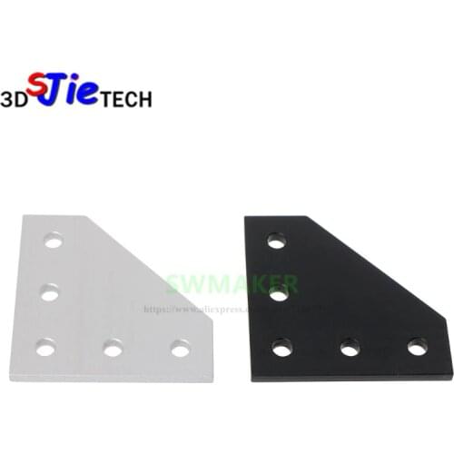 Silver / Black 90 Degree Joining Plate w/ 5 holes for Openbuilds CNC 3D Printer V-Slot 2020 3030 Aluminum profiles