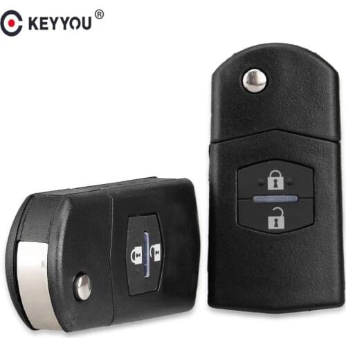 KEYYOU Car Styling 2 Buttons Folding Flip Remote Key shell Case For MAZDA 2 3 5 6 RX8 MX5 2B Autp Car Key Case Cover