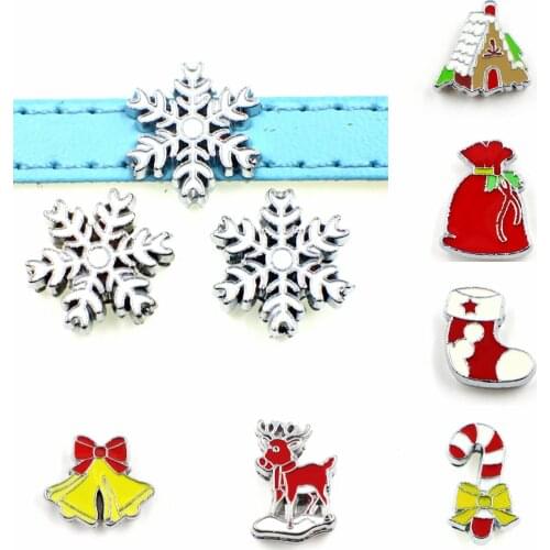 SL237 Gingerbread House wholesales 10pcs Slide Charms Can through 8mm band 8mm Pet Dog Cat Tag Collar Wristband Christmas Gift