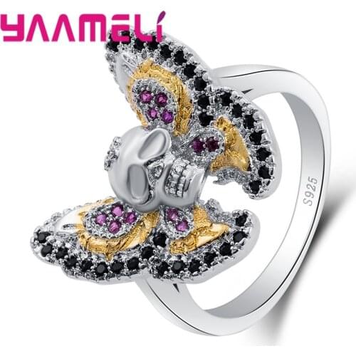 Special Style Finger Ring 925 Sterling Silver Accessories With Butterfly Wind And Skull Shape Jewelry Fine Design