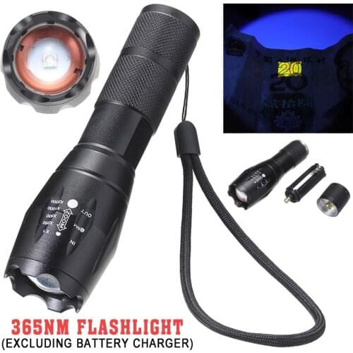 T6+UV Violet LED Outdoor Flashlight Torch 365NM Note Checker Inspection Lamp Ultraviolet Lamps For Checking Currency Waterproof