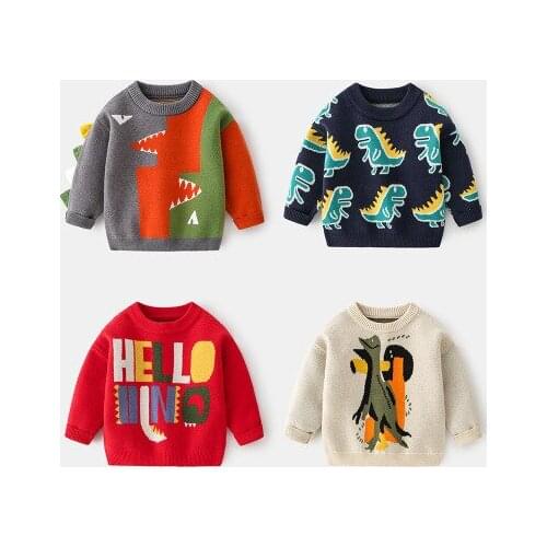 Boys Winter Sweater 2021 Spring and Autumn New Korean Style Baby Boys Cartoon Sweater Toddler Casual Bottoming Knitted Sweaters