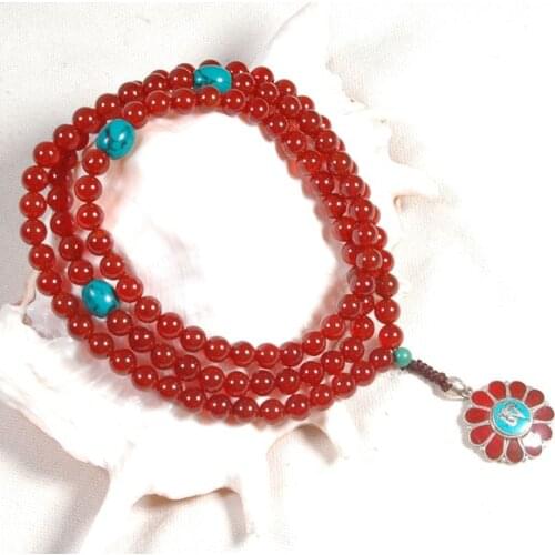 Tibetan Mala Buddhist Mala Carnelian 108 Beads Mala Tibetan Buddhist Prayer Mala