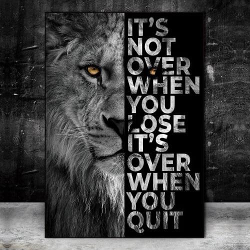 Inspirational Life Quotes On Black White Lion Wall Painting Posters And Prints Canvas Art Picture For Living Room Hallway Decor
