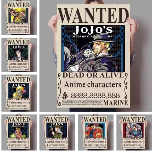 WTQ JoJos Bizarre Adventure JOJO Retro Poster Wanted Order Canvas Painting Anime Posters Wall Decor Wall Art Picture Home Decor