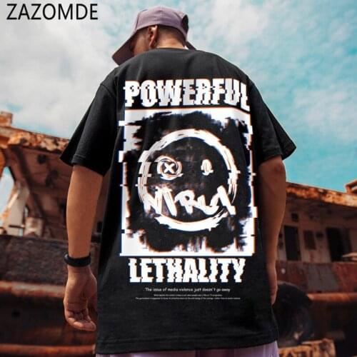 ZAZOMDE T Shirt Men Cartoon Devils Face Printed Mens Tee Shirts Summer Loose Cozy Japanese Harajuku Couple Streetwear Men M-5XL