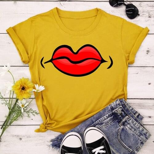 Lips Women Tops Summer Tops Graphic Tees Women T-shirt Clothes Girl T Shirt TX8213