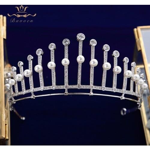 Elegant Pearls Royal Zircon Brides Tiaras Crown Crystal Bridal Hairbands Headpiece Wedding Hair Accessories