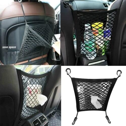 1pc Car Interior Trunk Seat Back Elastic Mesh Net Car Styling Storage Bag Pocket Cage Velcro Grid Pocket Holder Car Accessories
