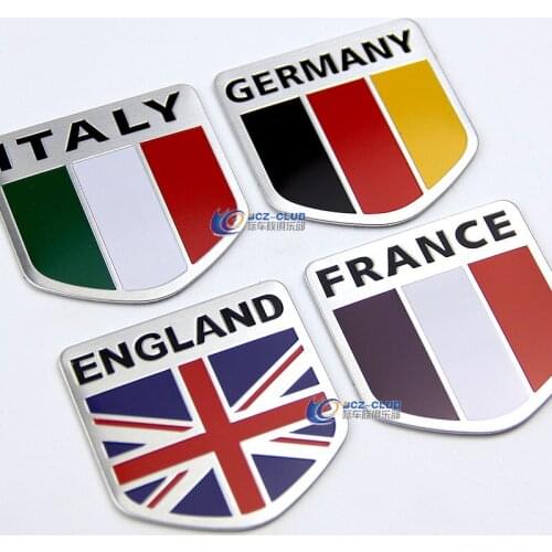 1 Pcs car Auto Motorcycles ATV Bikes Italy/England/German/France Flag Logo Stickers top quality Car Accessories