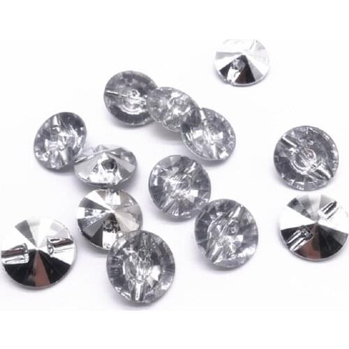 100pcs 13mm Acrylic Clear Silver Round Buttons Shirt Sewing Transparent Shiny Buttton DIY Scrapbooking