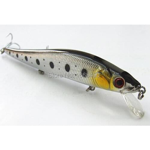11cm/14.5g Floating Type Silver with Black Back Minnow Bait Casting Sea Fishing Lure with Chinese hooks