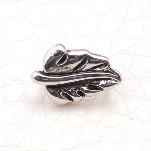 12pcs New silver plated europea vintage silver plate leaf beads charms fit bracelets bangles DIY jewelry woman hot selling