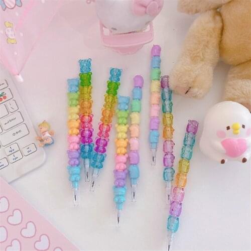 2pcs/lot Cute Gummy Bear Cartoon Crystal Bear Mechanical Pencil Automatic Pens For Kids Gift School Supplies Student