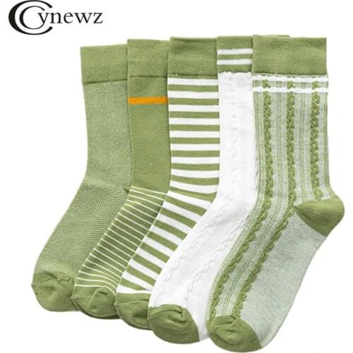 [3 Pairs] Autumn Women Socks Cotton Avocado Green Socks Streetwear Fashion High Quality Spring Female Crew Socks