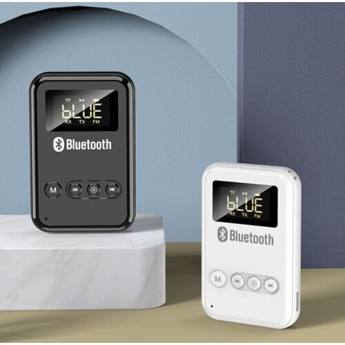 5in1 Rechargeable Bluetooth 5.0 Audio FM Transmitter Receiver TF MP3 Player with Display for PC TV Car Speaker Earphone X6HB