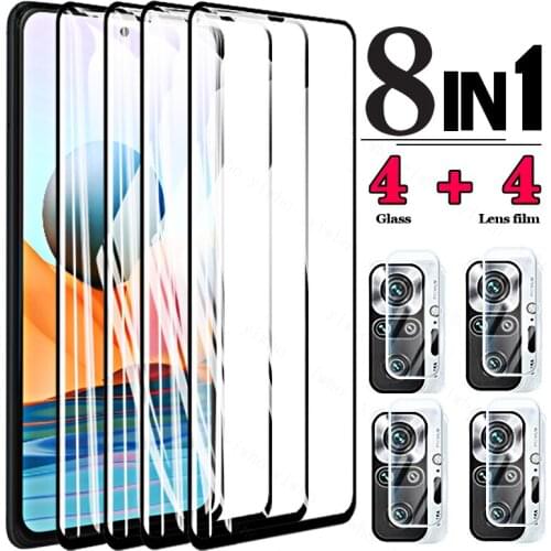 8 in 1 Tempered Glass For Xiaomi Redmi Note 10 Pro Note 10S 10 5G Screen Protector Camera Lens Film Redmi Note 10 9 Pro Glass