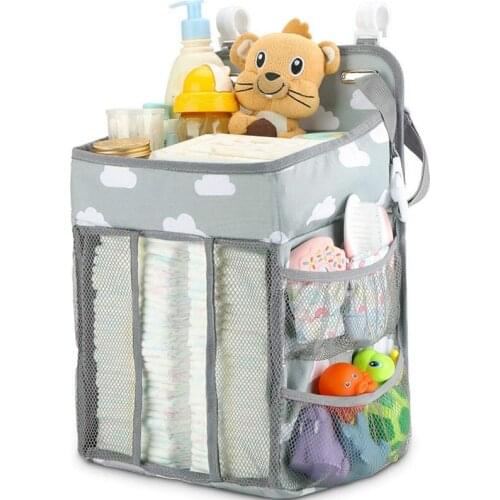 Promotion! Hanging Foldable Baby Bed Organizer Nursing Storage Bag Holder Diaper Stacker Portable Dual Layer Gift Multi Function