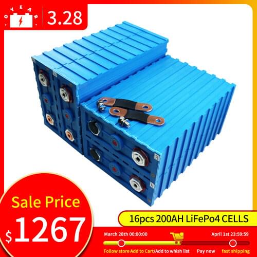 NEW 16PCS CALB 3.2v 200Ah LiFePO4 Rechargeable Battery Grade A 200AH Plastic SE200AH Lithium iron Phosphate Packs Solar Battery