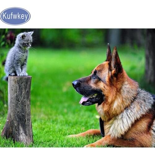 Diamond picture of rhinestones diamond painting dog, Kittens,German Shepherd embroidery sale mosaic full square resin drills art