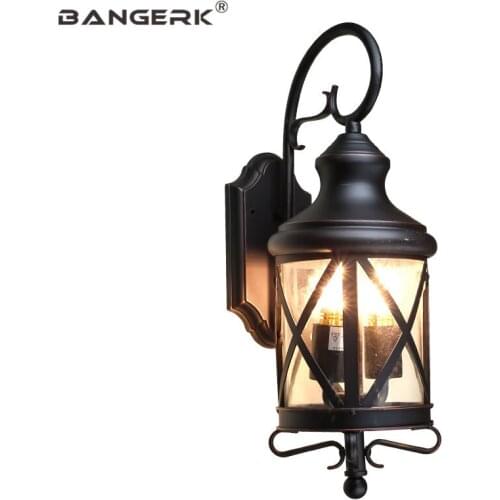 American Outdoor Courtyard Wall Lamp Retro Waterproof Antirust LED Porch Lights Wall Sconce Garden Balcony Decor Lighting