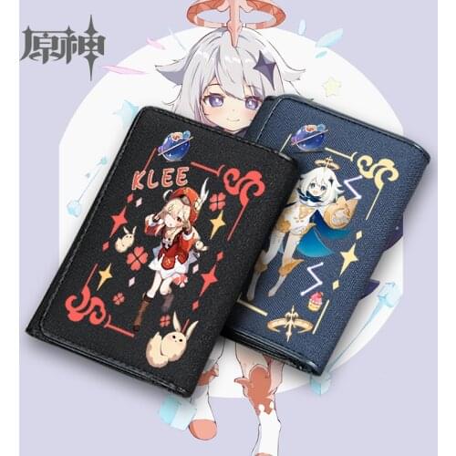 Anime Genshin Impact Paimon Klee Qiqi Cosplay Purse PU Folding Wallet Cartoon Card Holdr Billfold Student Xmas Birthday Gift