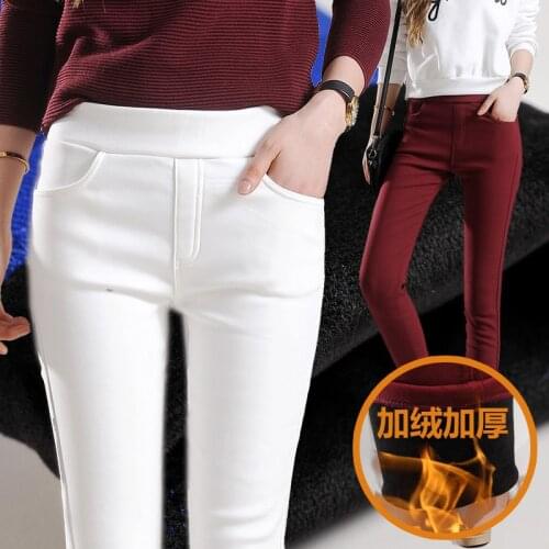 4xl Plus Velvet Thicken Warm Trousers Women For Winter 2020 Spring Autumn Plus Size Solid Pencil Pants Women