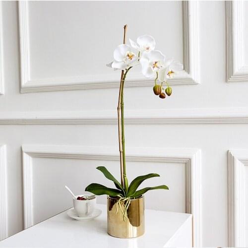 Shine&sasha 5 Heads 71cm latex artificial flower Phalaenopsis 1flower+1 leaf no vase