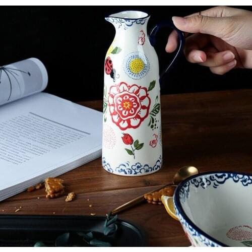 GY Japanese-Style Creative Hand-Painted Ceramic Vinegar Bottle Soy Sauce Bottle Kitchen Seasoning Pot Sesame Oil Small Bottle