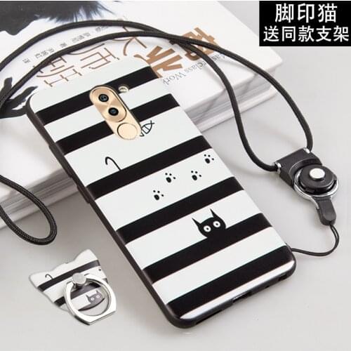 ALIVO For Huawei honor 6X case with Ring full protection Cartoon 3D relief silicon Fitted Case+Lanyard for huawei honor 6x cover