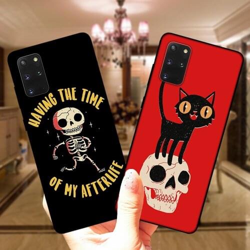 The Time Of My Afterlife Skull Black Silicone Case Cover For Samsung S20 Plus Ultra 5G S10E S8 S9 S10 Plus Note 20 Ultra 10 Pro