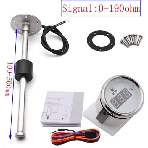 0-190ohm Fuel Water Level Gauge Sensor for Boat Yacht Oil Fuel Level Gauge Sensors for Marine Car 52MM Fuel Level Meter
