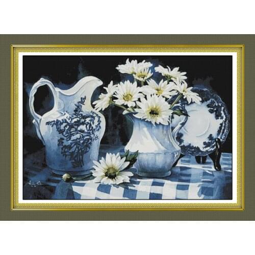 Charm of porcelain cross stitch kit flower 18ct 14ct 11ct count printed canvas stitching embroidery DIY handmade needlework