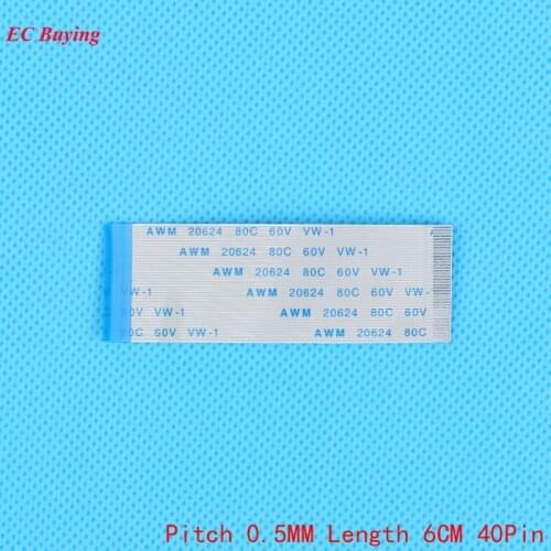 FFC/FPC Flexible Flat Cable 40Pin Reverse Direction Ribbon Flat Cable LCD Cable 0.5mm Pitch Length 6cm 40 Pins 5Pcs