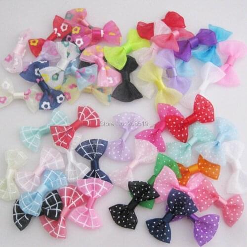 FZNNGL 100 Pieces Beautiful DIY Ornament Bows Handmade by Organza Sheer Lace Ribbon Bowtie