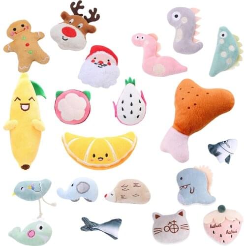 Dog Toys Stuffed Squeaking Pet Fruit Cartoon Animals Toy Cute Plush Puzzle For Dogs Cat Chew Squeaker Squeaky Toy Christmas Gift
