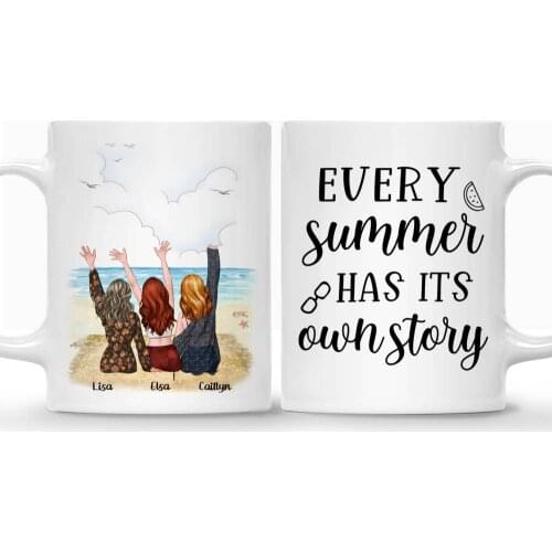Up to 5 girls Personalized Mug Best Friends Besties Every Summer Has its Own Story Custom Made Coffee Cups Mugs 11/15 Oz RR2038