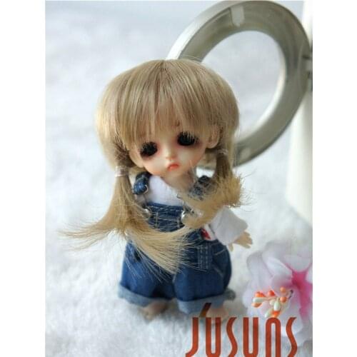 JD212 Fashion tiny doll wigs size 3-4inch 1/12 Twins pig tails wig Heat resistance BJD wigs