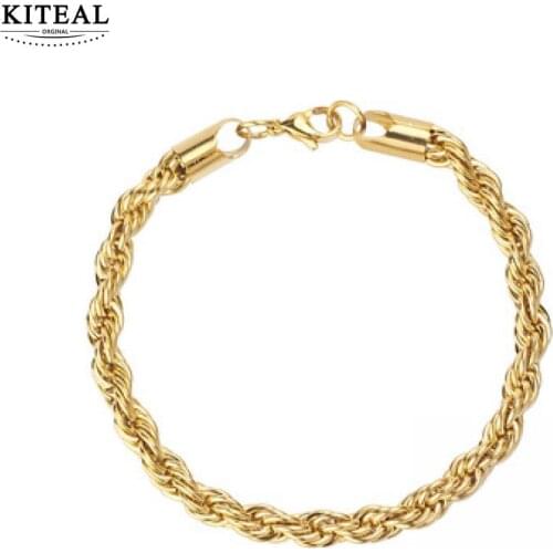 KITEAL gifts Gold color size 6mm 22cm women womens bracelets Twist friendship bracelets Fashion Popular Luxury Jewelry