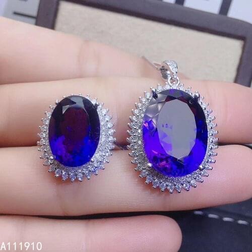KJJEAXCMY fine jewelry 925 sterling silver inlaid Amethyst necklace pendant ring Womens Suit exquisite