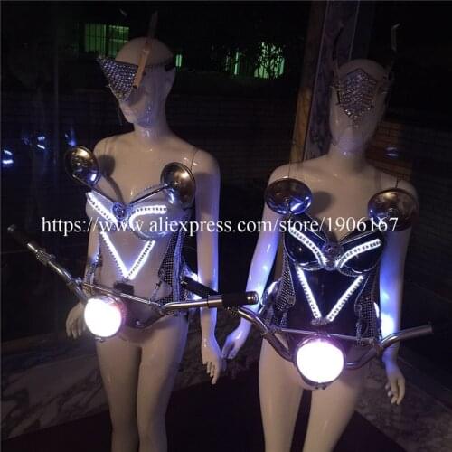 Fashion Led Luminous Catwalk Clothes Sexy Evening Dress Singer Cosplay Ballroom Costume For Stage Dance DJ Bar TV Show