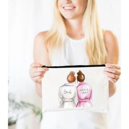 Bride To Be Bridesmaid Maid of Honor Wedding Bachelorette Party Bridal Shower Survival Kit Cosmetic Makeup Travel Bag Gift